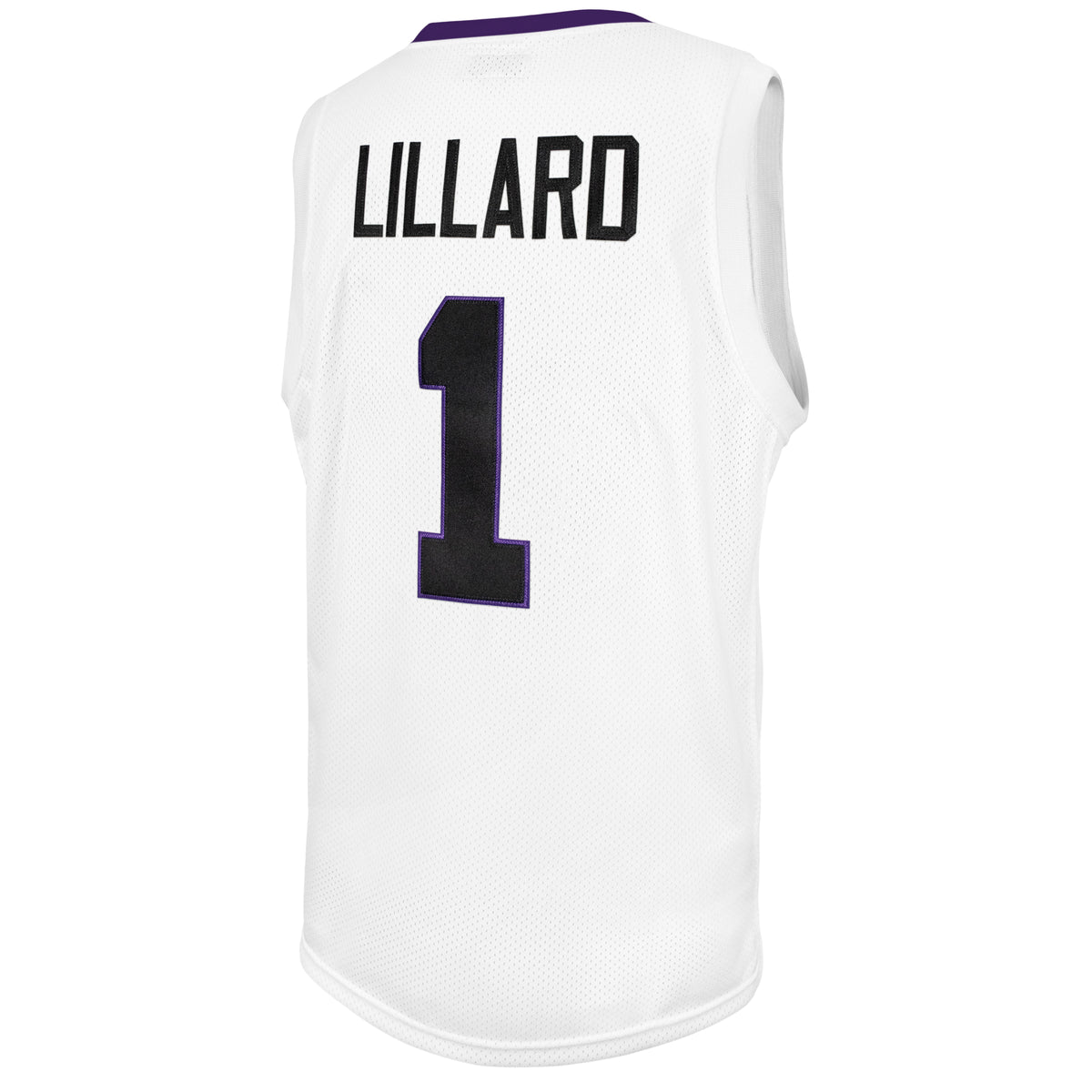 thumbnail image 2 of Damian Lillard #1 Oakland Wildcats High School Basketball Jersey – White & Blue (Stitched) 2 of 4