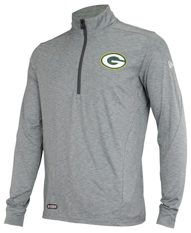 New Era NFL Men's Green Bay Packers Covercom 1/4 Zip Pullover Top, Grey, Medium