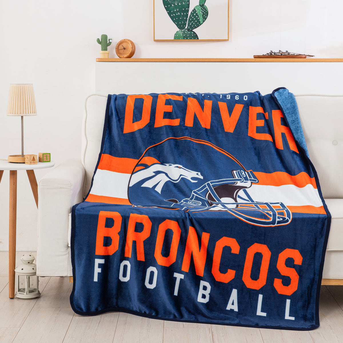 Denver Broncos Mink Sherpa Throw Blanket