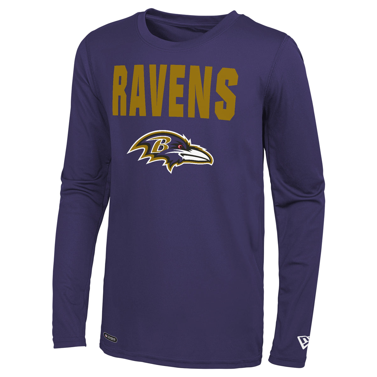 BALTIMORE RAVENS YARD LINE LONG SLEEVE FLEECE CREWNECK SWEATSHIRT WITH