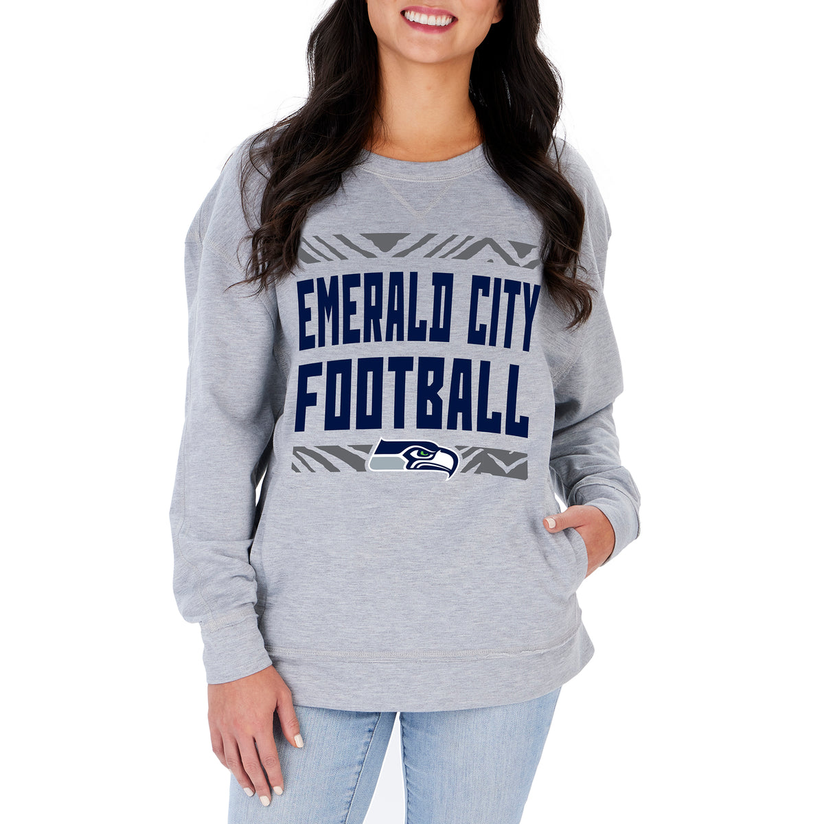 Zubaz NFL Women's Kansas City Chiefs Heather Gray Crewneck Sweatshirt 