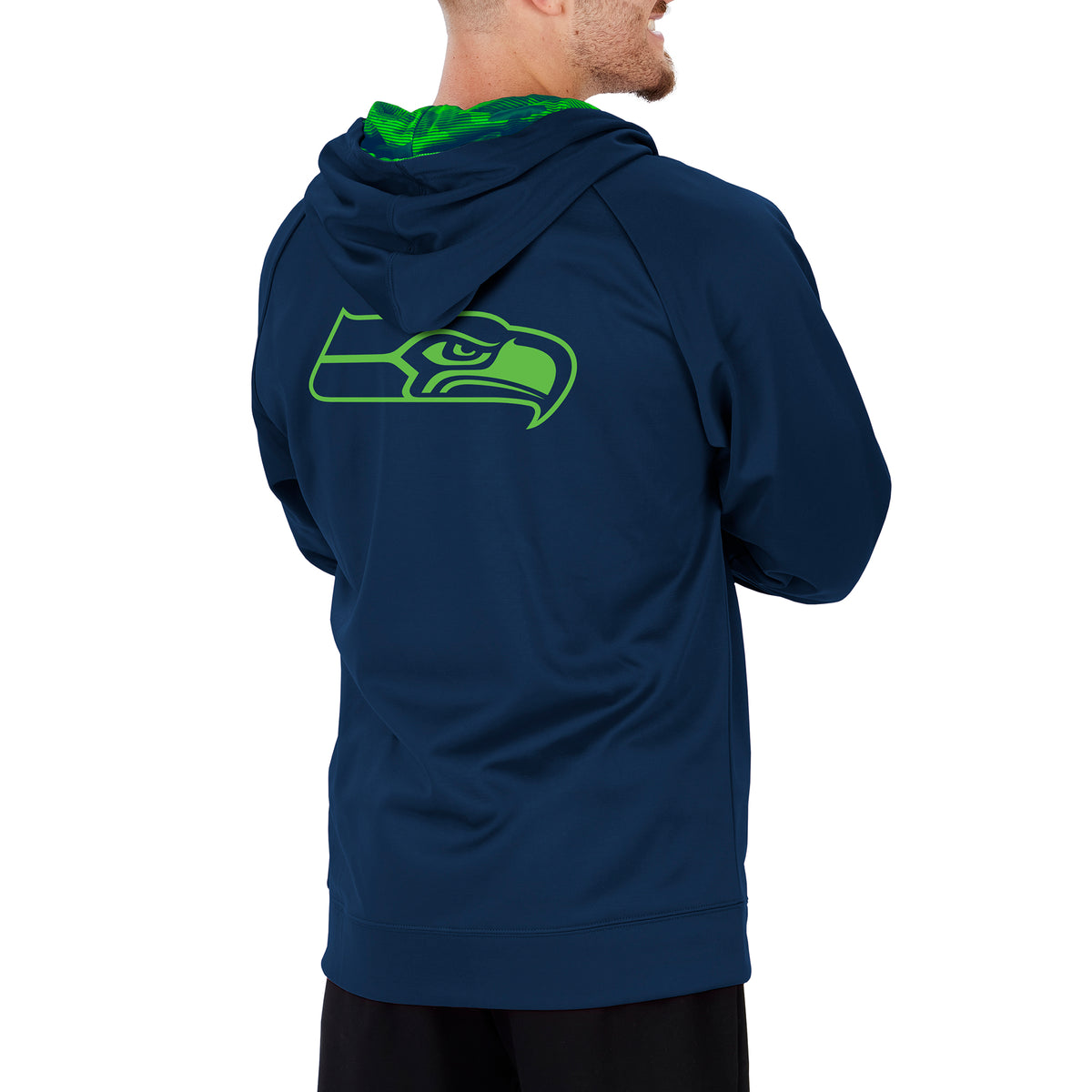 Zubaz NFL Men's Seattle Seahawks Tonal Black Camo Full Zip Hoodie