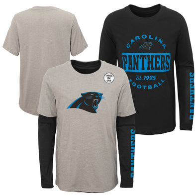Outerstuff NFL Youth Boys Carolina Panthers Goal Line Stand 3 In 1 Combo T-Shirt Set
