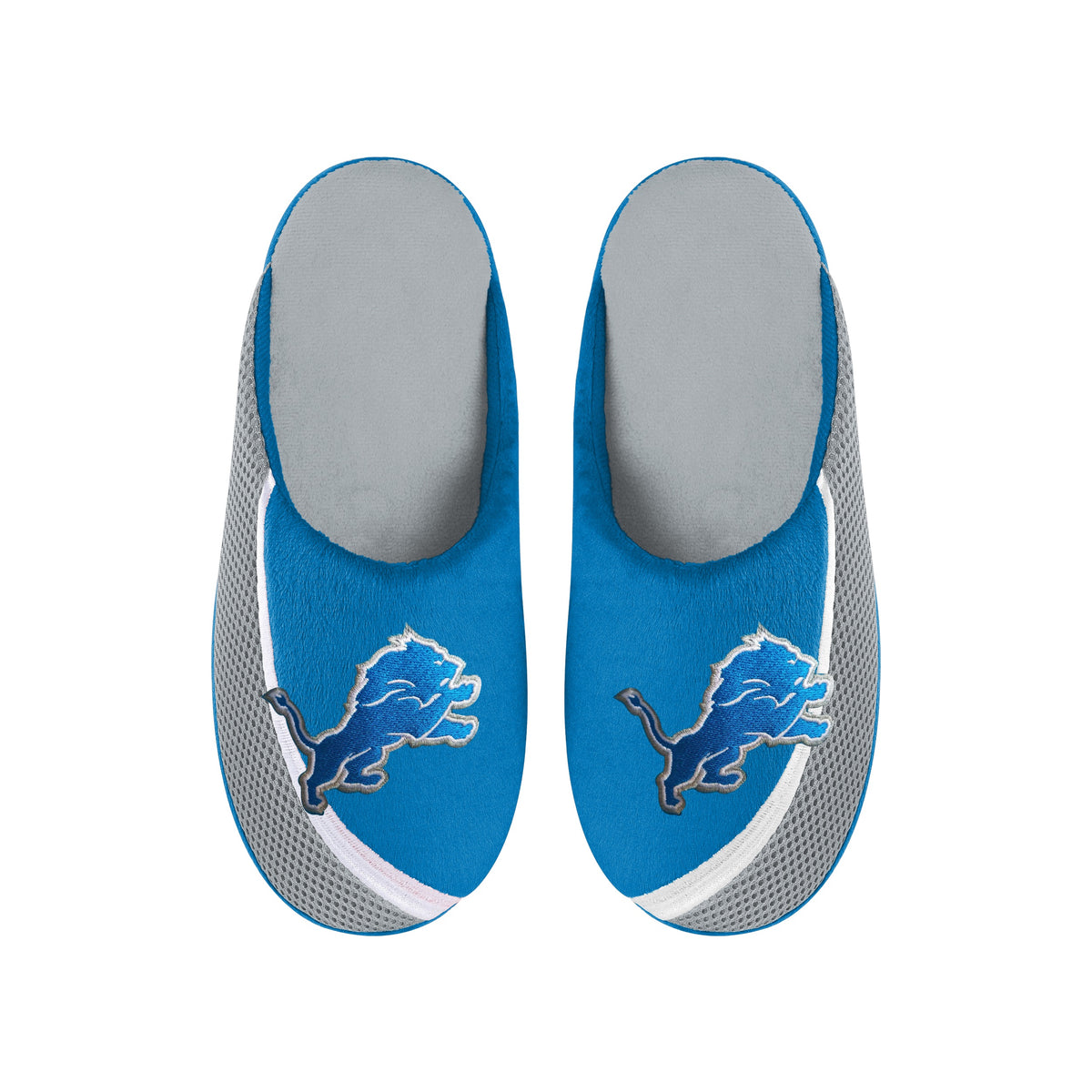 NFL Men's Detroit Lions Logo Slippers - Blue / Grey