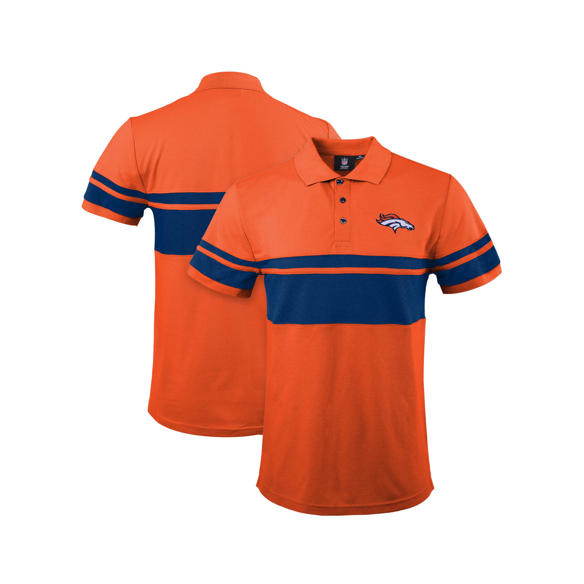 FOCO Denver Broncos NFL Mens Cotton Stripe Polo Shirt