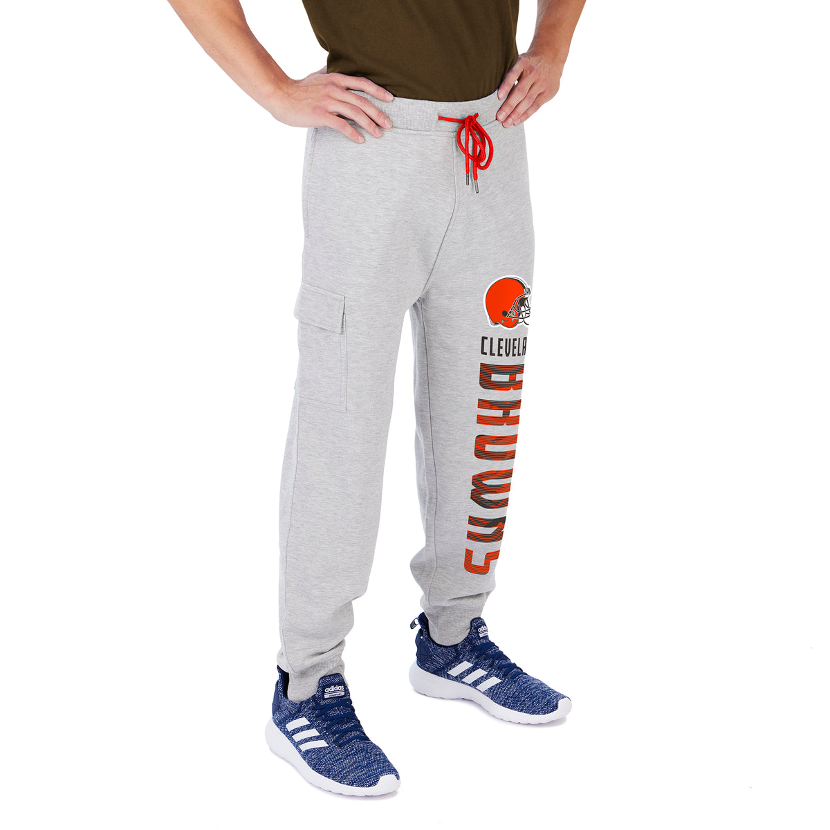 Zubaz Men's NFL Cleveland Browns Heather Gray Cargo Sweatpants