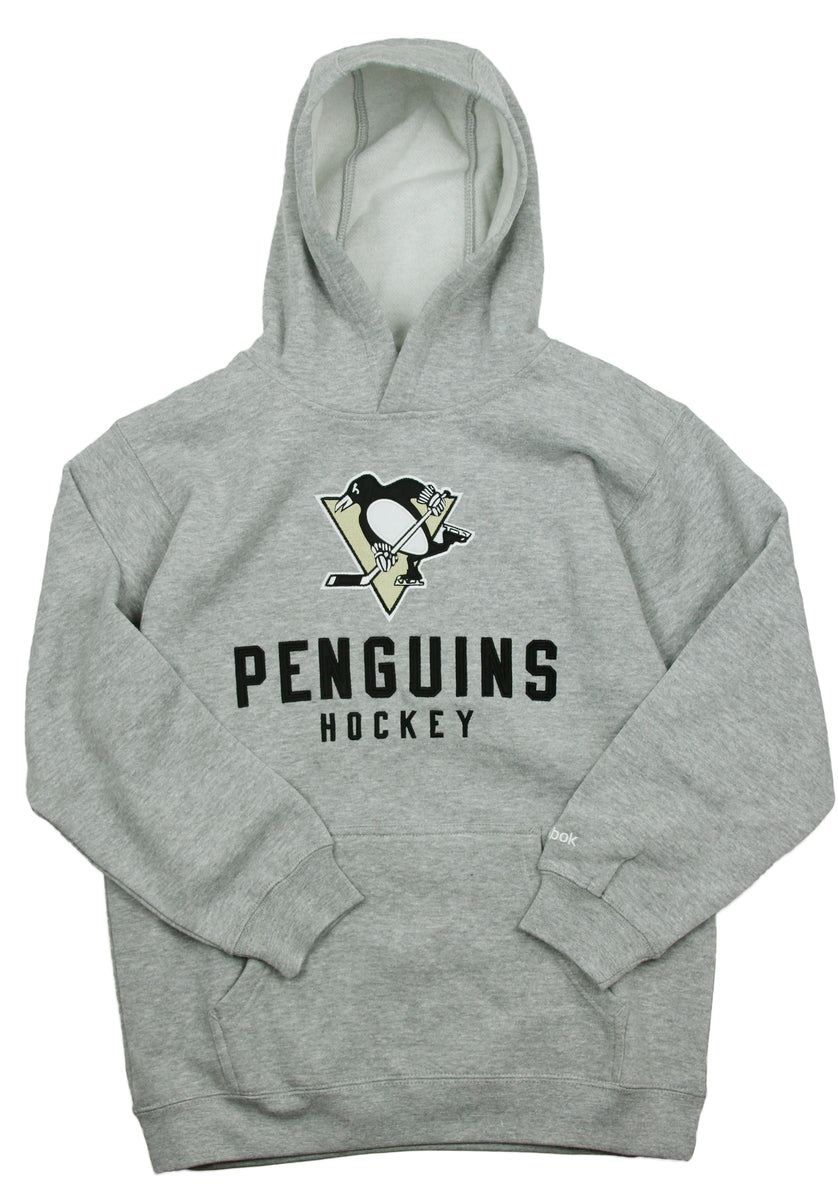 Reebok Pittsburgh Penguins Hoodie Youth Medium Black Embroidered Sweatshirt  NHL