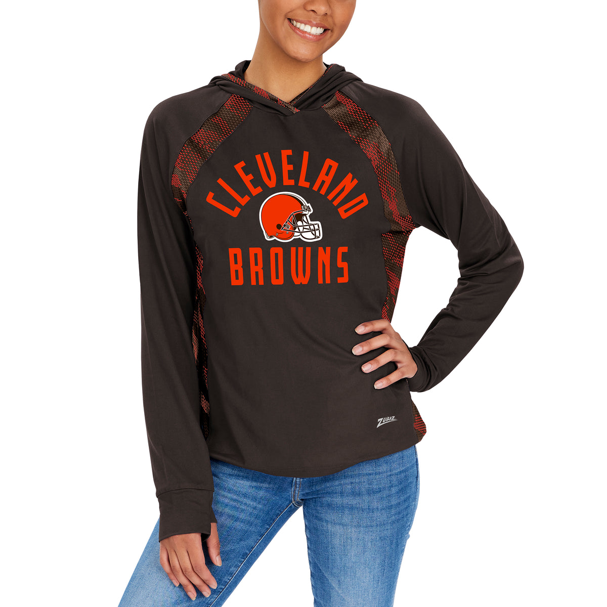 Zubaz NFL Women's Cleveland Browns Solid Team Color Hoodie with Zebra –  Fanletic