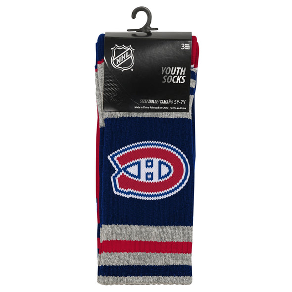 Outerstuff NHL Youth (9Y-12Y) Montreal Canadians 3-Pack Socks