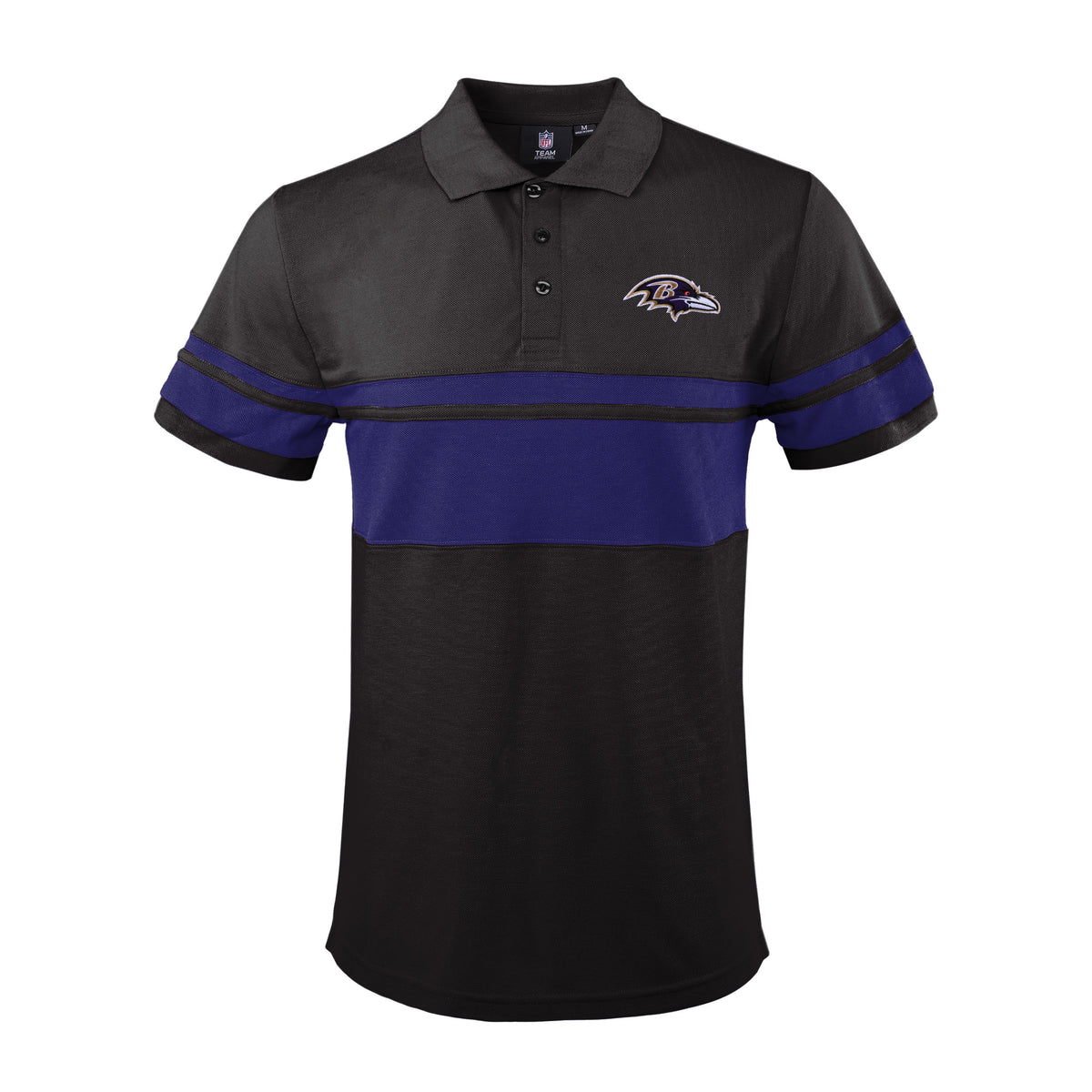 Foco NFL Baltimore Ravens Football Team Logo cotton Stripe Polo Shirt, Team  color, X-Large