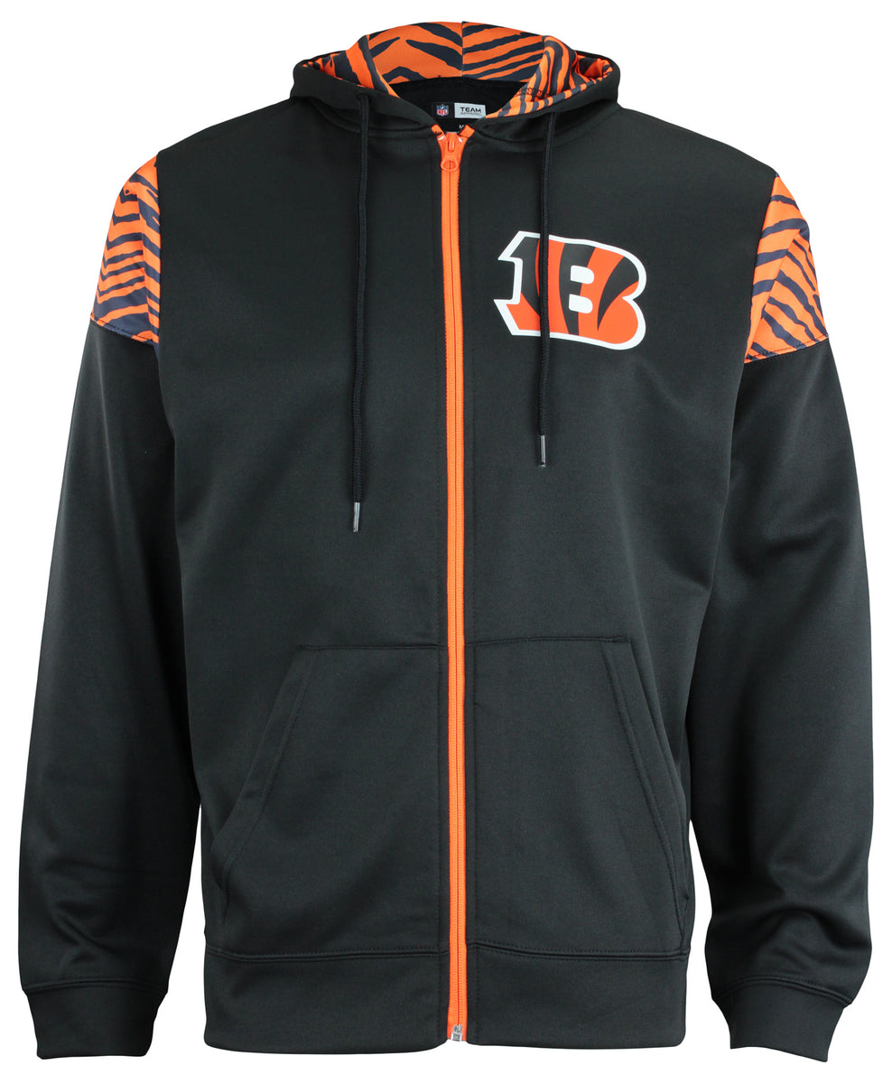 Officially Licensed NFL Men's Cincinnati Bengals Black Full-Zip Hoodie