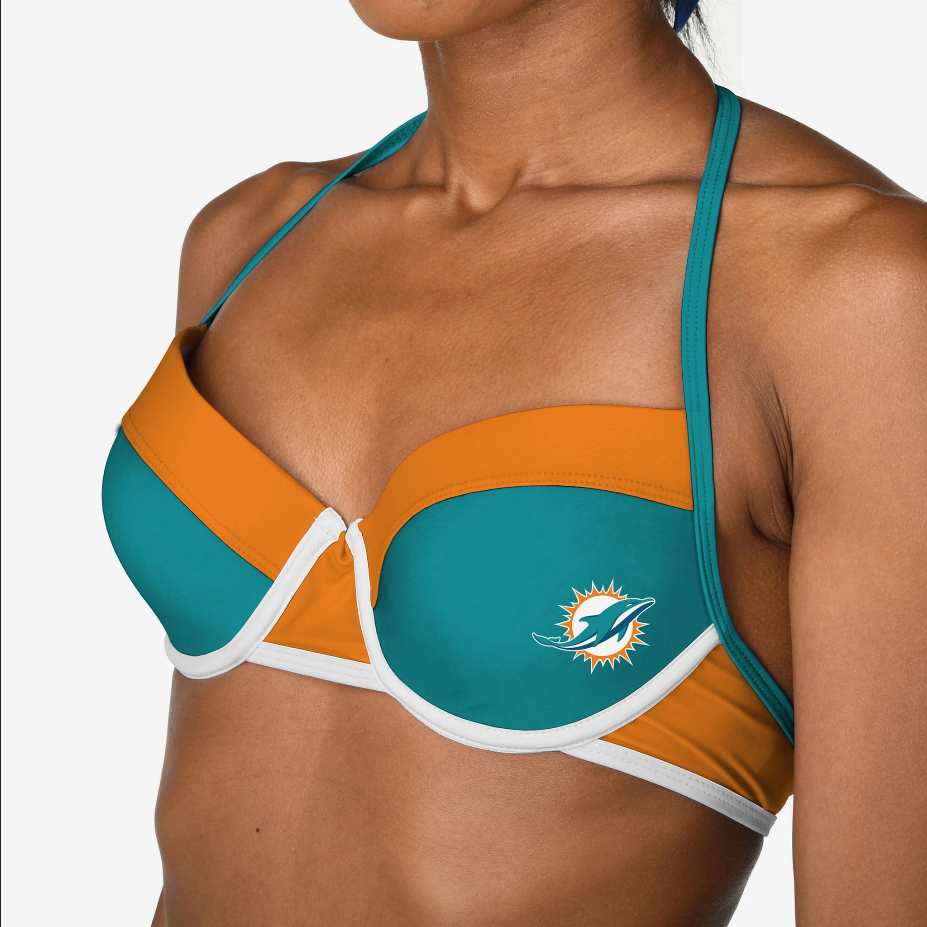 Miami Dolphins Women's Bikini Top - Aqua Miami Dolphins Women's Bikini Top - Aqua