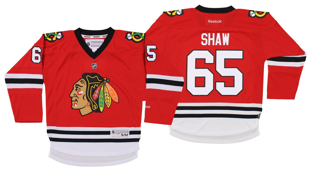 Reebok Red NHL Chicago Blackhawks Andrew Shaw #65 Home Jersey Youth Size L