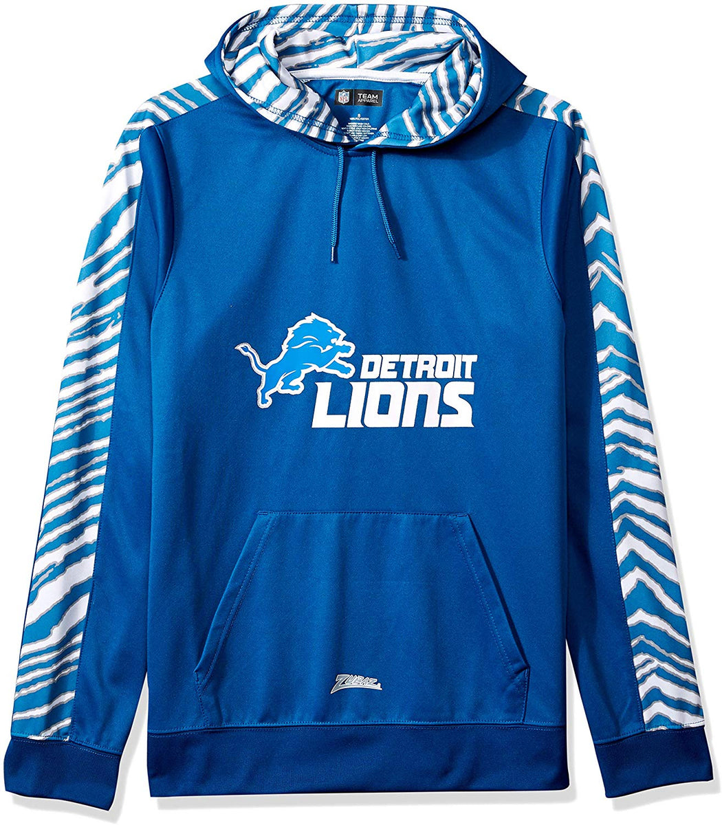 Zubaz Detroit Lions Mens Blue Solid With Camo Hood