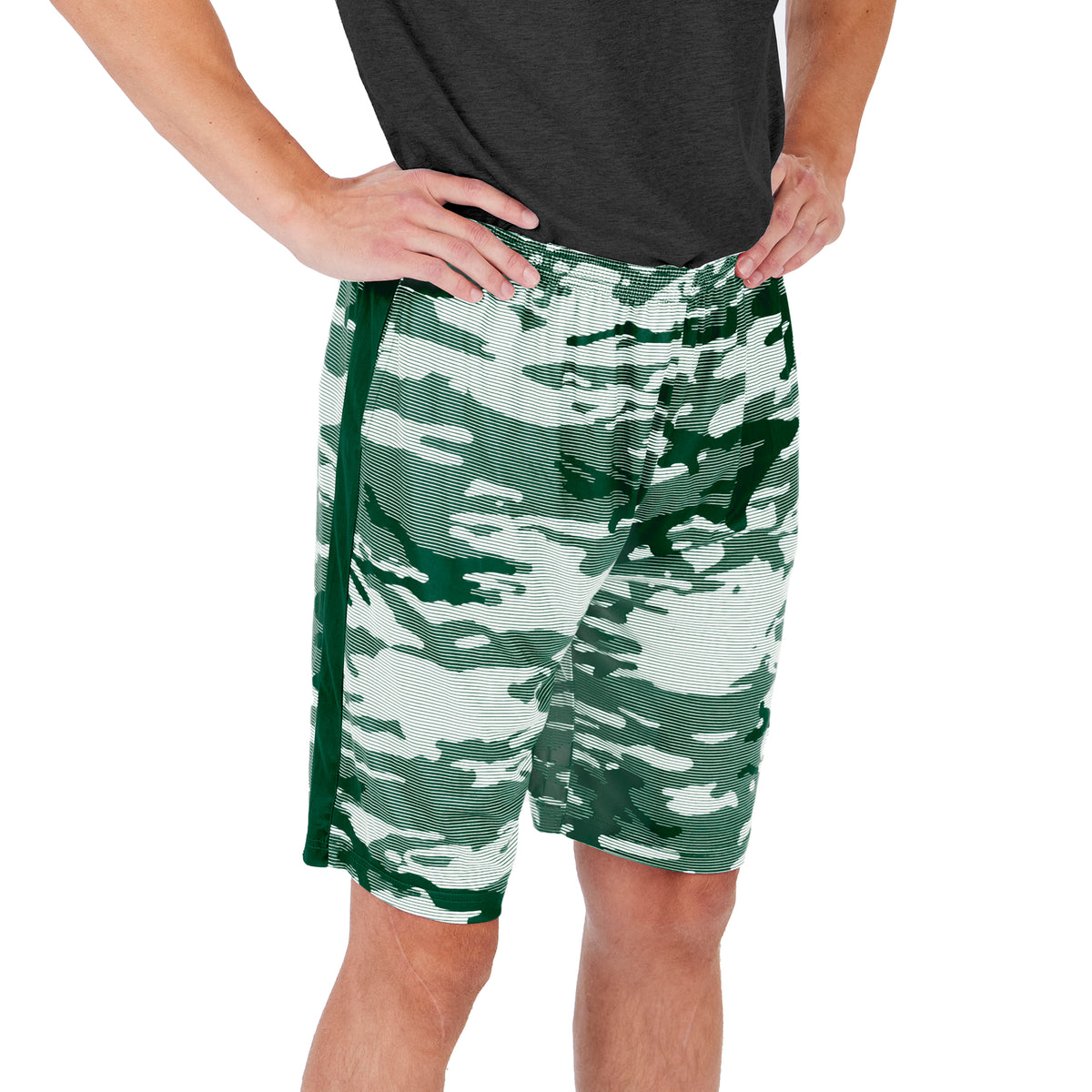 Zubaz Men's NFL New York Jets Lightweight Camo Lines Shorts with Logo