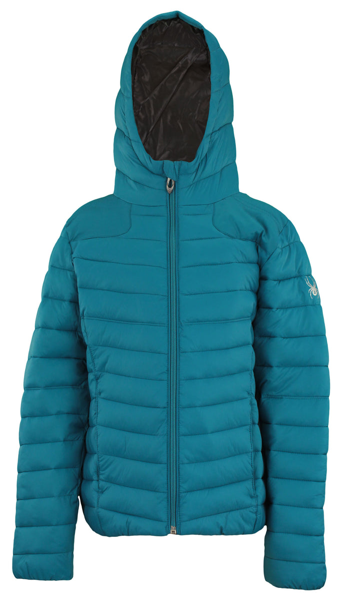 Spyder Youth Girls Channel Puffer Jacket With Hood Color Options