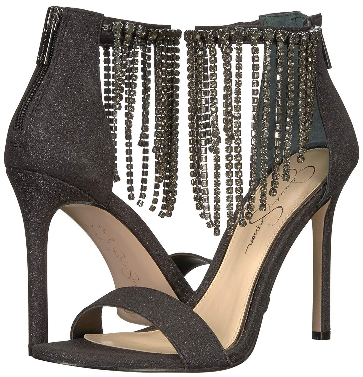 Jessica Simpson Jiena Rhinestone-Fringe Dress Sandals - Black Jessica Simpson Jiena Rhinestone-Fringe Dress Sandals - Black