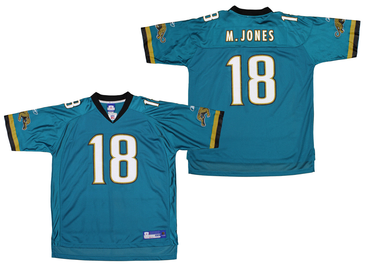 2005-06 JACKSONVILLE JAGUARS M. JONES #18 REEBOK ON FIELD JERSEY (HOME -  Classic American Sports