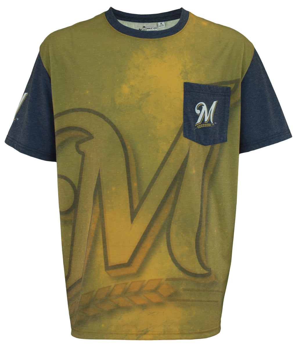 KLEW MLB Men's Milwaukee Brewers Cotton Poly Pocket Logo Tee T-shirt, –  Fanletic