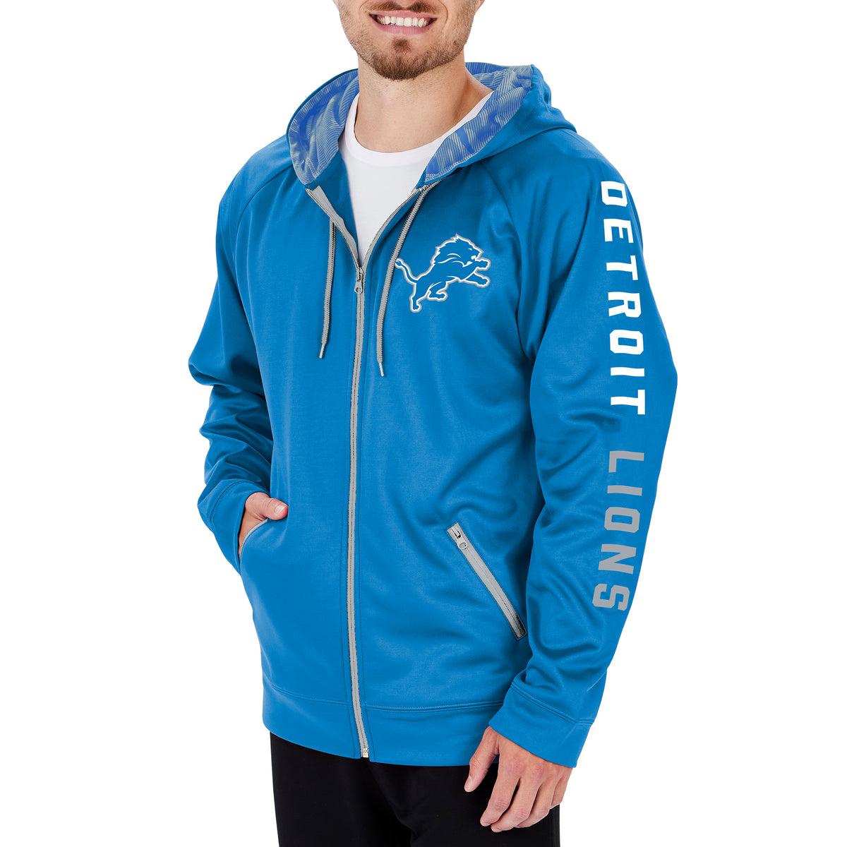 Zubaz Men's NFL Detroit Lions Full Zip Camo Hoodie