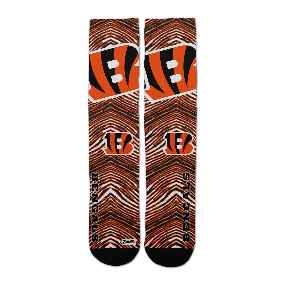 Officially Licensed NFL Cincinnati Bengals Zubaz Fever Socks, Size Large/XL | for Bare Feet