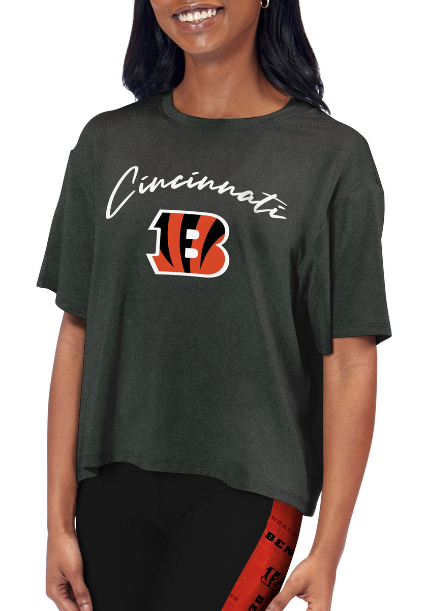 Cincinnati Bengals Certo Women's Cropped Turnout T-Shirt - Gray