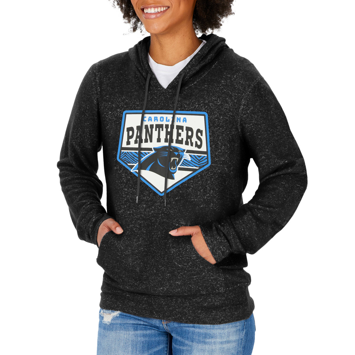 Zubaz NFL Women's Carolina Panthers Solid Team Color Hoodie with Zebra –  Fanletic