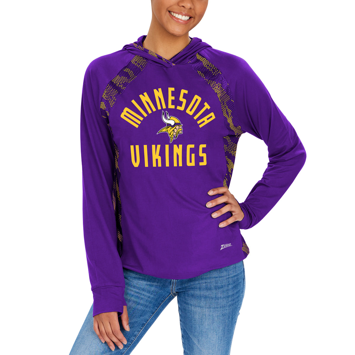 Zubaz NFL Women's Minnesota Vikings Elevated Hoodie W/ Team