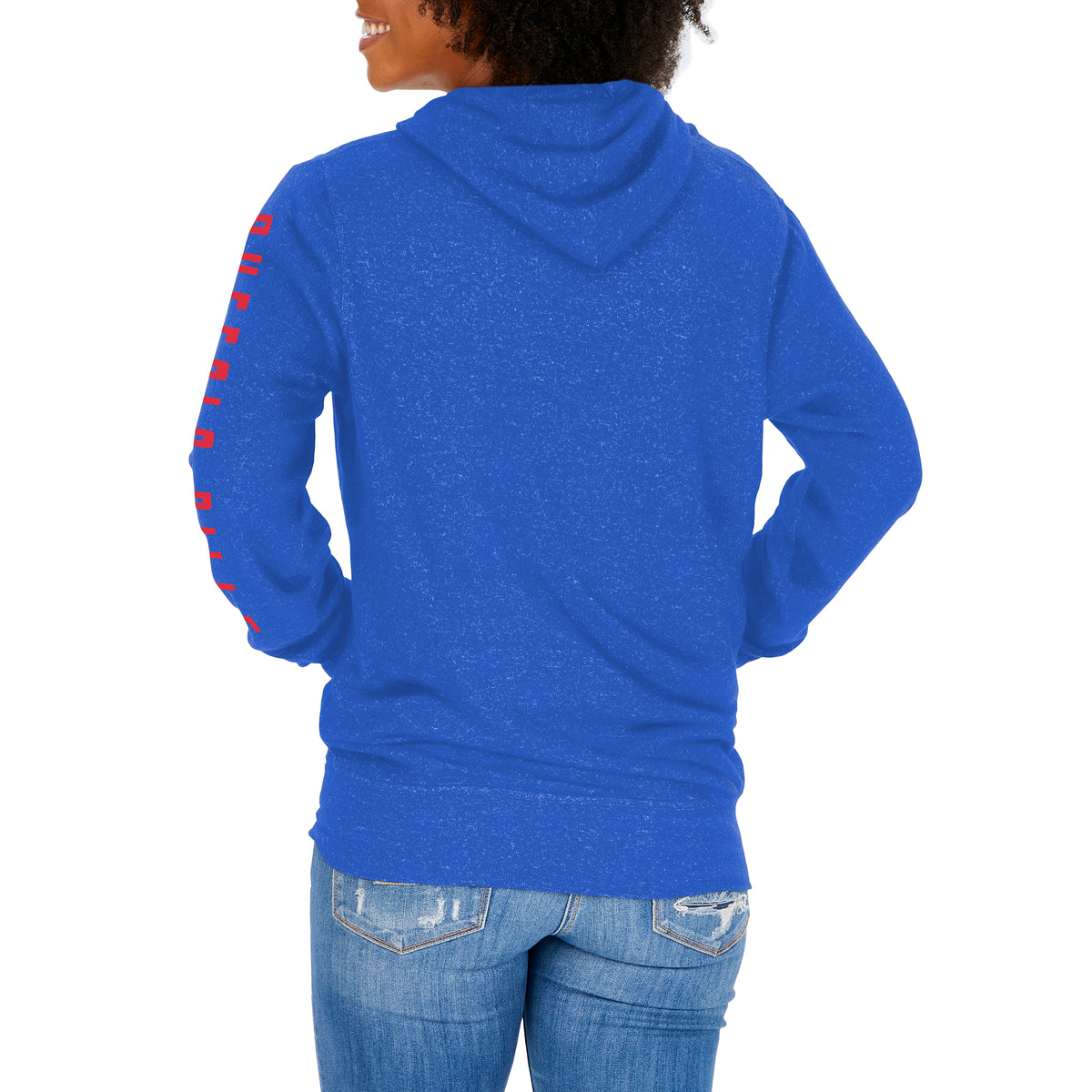 Zubaz NFL Womens Marled Soft Hoodie with Team Graphics, Buffalo Bills, Small