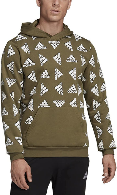 adidas All Over Print Fleece Hoodie - Mens Casual, Focus Olive