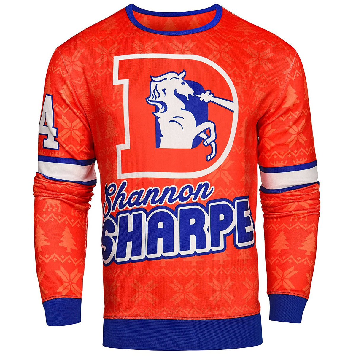 Forever Collectibles NFL Men's Denver Broncos Shannon Sharpe #84 Retired Player Ugly Sweater, Size: Large