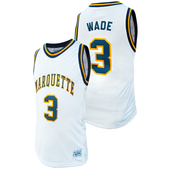 Original Retro Brand NCAA Men's Marquette Golden Eagles #3 Dwyane Wade Tackle Twill Jersey, White