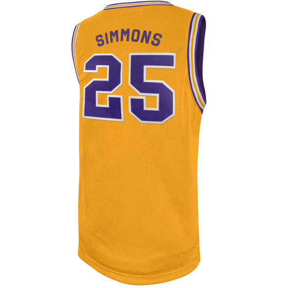 Original Retro Brand NCAA Men's LSU Tigers #25 Ben Simmons Gold Tackle Twill Jersey, Gold