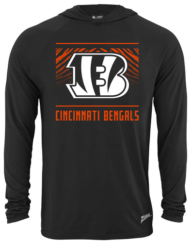 Zubaz NFL Men's Light Weight Team Color Hoodie, Alternate Tunnel Logo, Cincinnati Bengals