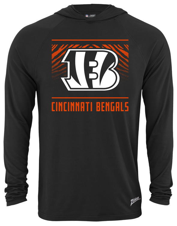 Zubaz NFL Men's Light Weight Team Color Hoodie, Alternate Tunnel Logo, Cincinnati Bengals