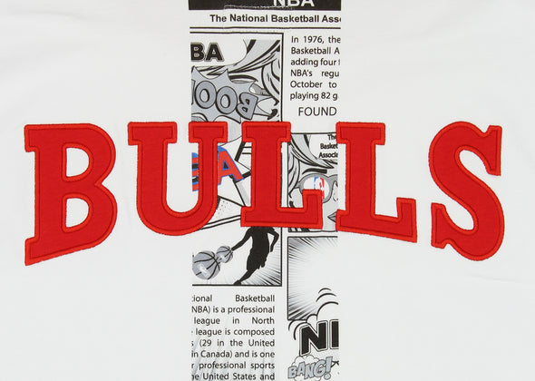 FISLL NBA Men's Chicago Bulls Comic Book Newspaper Print Hoodie, White