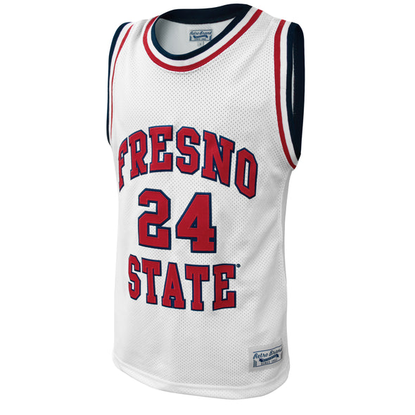 Original Retro Brand NCAA Men's Fresno State Bulldogs #24 Paul George Tackle Twill Jersey, White