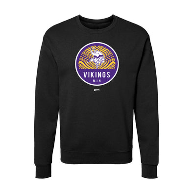 Zubaz NFL Minnesota Vikings Unisex Adult Men's & Women's Pullover Fleece Crew Neck Sweatshirt, Z2C Dime Back, Black