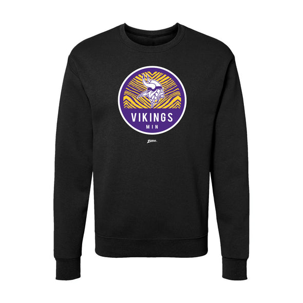 Zubaz NFL Minnesota Vikings Unisex Adult Men's & Women's Pullover Fleece Crew Neck Sweatshirt, Z2C Dime Back, Black