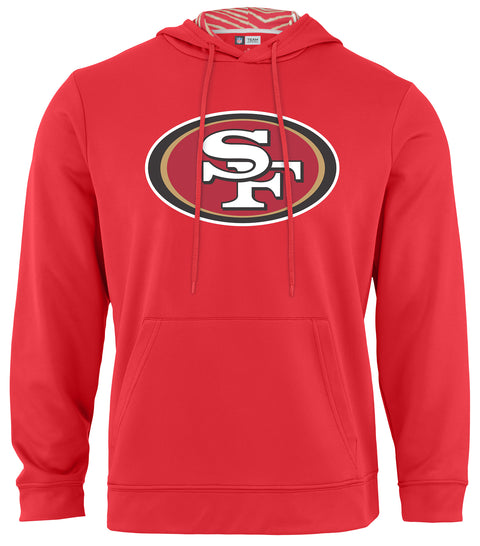 Zubaz NFL Men's San Francisco 49ers Team Color Primary Logo With Zebra Hood Liner