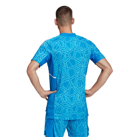 Adidas Men's Condivo 22 Goal Keeper Short Sleeve Soccer Jersey, Blue Rush