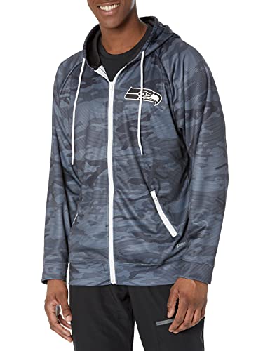 Zubaz NFL Men's Seattle Seahawks Tonal Black Camo Full Zip Hoodie