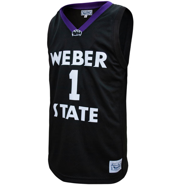 Original Retro Brand NCAA Men's Weber State Wildcats #1 Damian Lillard Tackle Twill Jersey, Black