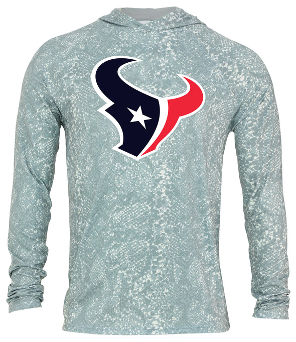 Zubaz NFL Men's Light Weight All Over Post Gray Tonal Hoodie, With Primary Logo, Houston Texans