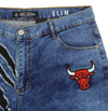 FISLL NBA Men's Chicago Bulls Knee Length Shorts - Blue