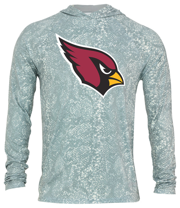 Zubaz NFL Men's Light Weight All Over Post Gray Tonal Hoodie, With Primary Logo, Arizona Cardinals