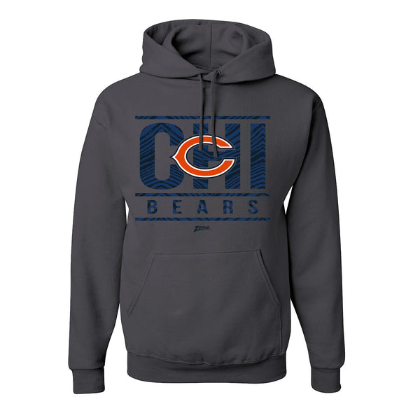 Zubaz NFL Chicago Bears Unisex Pullover Fleece Hoodie for Adult Men and Women, Z2C Goal Line, Charcoal