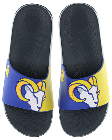 FOCO NFL Men's Los Angeles Rams Cropped Big Logo Raised Slides