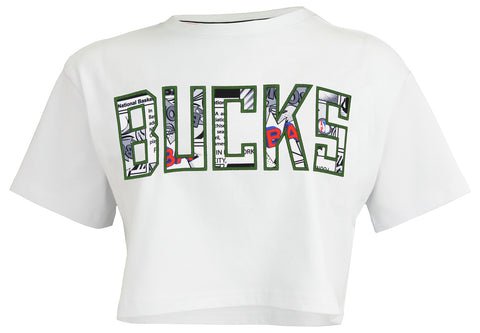 FISLL NBA Milwaukee Bucks Women's Comic Book Crop Tee Shirt