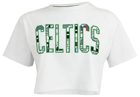 FISLL NBA Boston Celtics Women's Comic Book Crop Tee Shirt